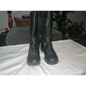 Harley Davidson Womens Black Leather Buckle Strappy Motorcycle Boots Size 8.5